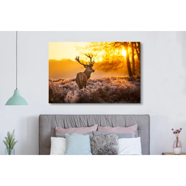 à prix très bas MuchoWow Tableau Sur Toile Cerf – Hiver – Coucher De Soleil Decoration Murale 1… 6