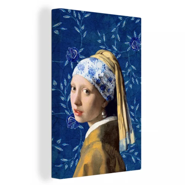 MuchoWow Tableau Sur Toile Fille Avec Une Boucle D’oreille En Perle – Bleu De D… achat pas cher 1