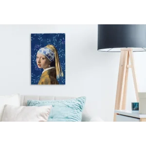 MuchoWow Tableau Sur Toile Fille Avec Une Boucle D’oreille En Perle – Bleu De D… achat pas cher 13