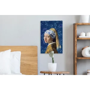 MuchoWow Tableau Sur Toile Fille Avec Une Boucle D’oreille En Perle – Bleu De D… achat pas cher 15