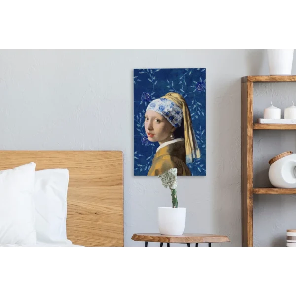 MuchoWow Tableau Sur Toile Fille Avec Une Boucle D’oreille En Perle – Bleu De D… achat pas cher 6