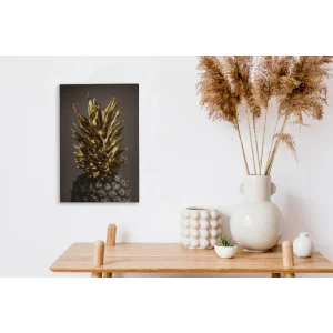 online boutique MuchoWow Tableau Sur Toile Fruit – Ananas – Or Decoration Murale 20×30 Cm 11