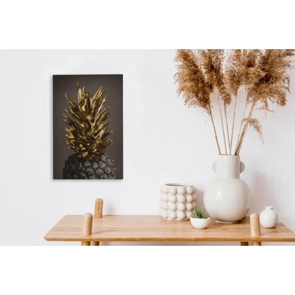 online boutique MuchoWow Tableau Sur Toile Fruit – Ananas – Or Decoration Murale 20×30 Cm 4