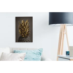 online boutique MuchoWow Tableau Sur Toile Fruit – Ananas – Or Decoration Murale 20×30 Cm 13