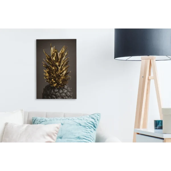 online boutique MuchoWow Tableau Sur Toile Fruit – Ananas – Or Decoration Murale 20×30 Cm 5