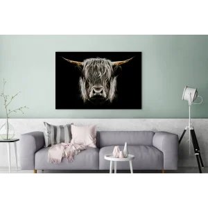 site en ligne MuchoWow Tableau Sur Toile Highlander écossais – Portrait – Noir – Blanc Decor… 9