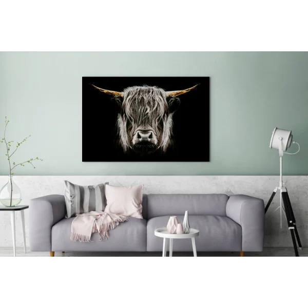 site en ligne MuchoWow Tableau Sur Toile Highlander écossais – Portrait – Noir – Blanc Decor… 3