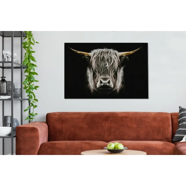 site en ligne MuchoWow Tableau Sur Toile Highlander écossais – Portrait – Noir – Blanc Decor… 4