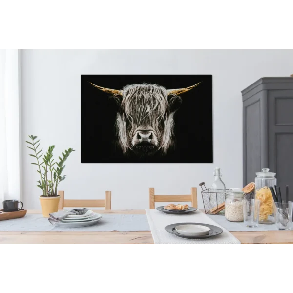 site en ligne MuchoWow Tableau Sur Toile Highlander écossais – Portrait – Noir – Blanc Decor… 5