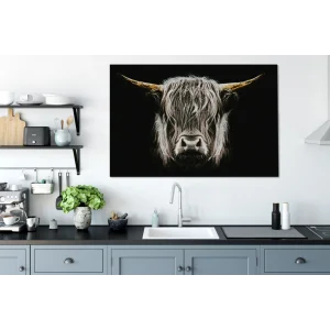 site en ligne MuchoWow Tableau Sur Toile Highlander écossais – Portrait – Noir – Blanc Decor… 15