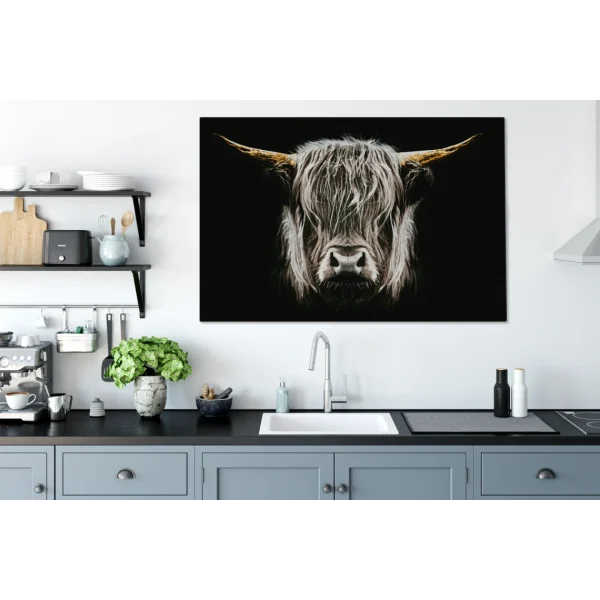 site en ligne MuchoWow Tableau Sur Toile Highlander écossais – Portrait – Noir – Blanc Decor… 6