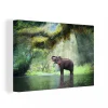 styles dernier cri MuchoWow Tableau Sur Toile Jungle – Éléphant – Eau Decoration Murale 150×100 … 19