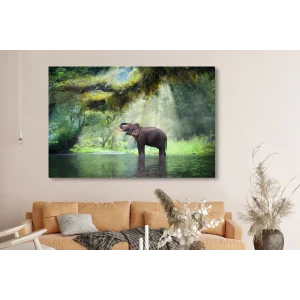 styles dernier cri MuchoWow Tableau Sur Toile Jungle – Éléphant – Eau Decoration Murale 150×100 … 11