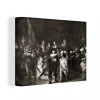 MuchoWow Tableau Sur Toile La Ronde De Nuit En Noir Et Blanc – Rembrandt Van Ri… pas cher 19