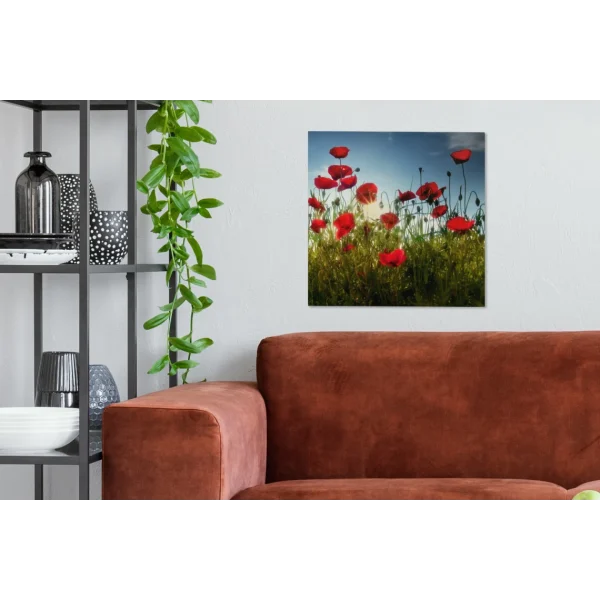 vente chaude MuchoWow Tableau Sur Toile Longs Coquelicots Rouges En Toscane Par Une Journée… 3