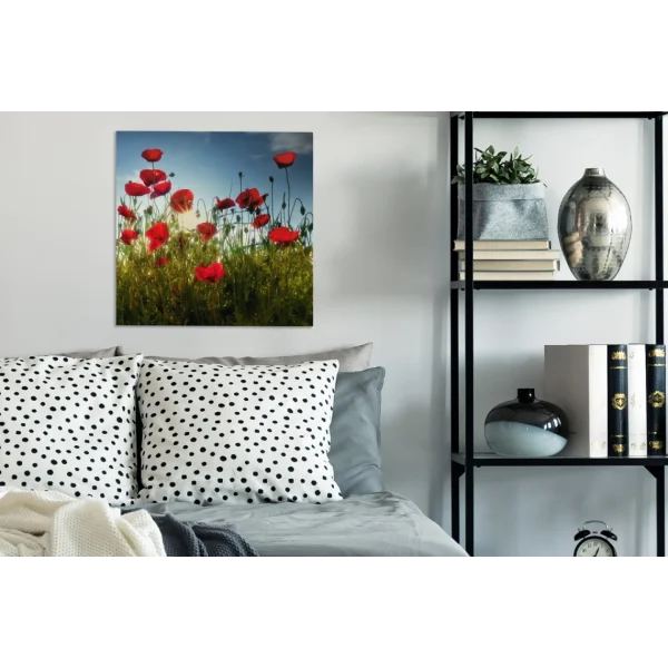 vente chaude MuchoWow Tableau Sur Toile Longs Coquelicots Rouges En Toscane Par Une Journée… 5