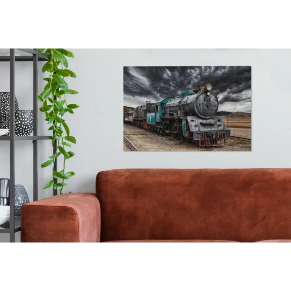 MuchoWow Tableau Sur Toile Nuages Noirs Au-dessus De La Locomotive à Vapeur De… exclusivement disponibles 3