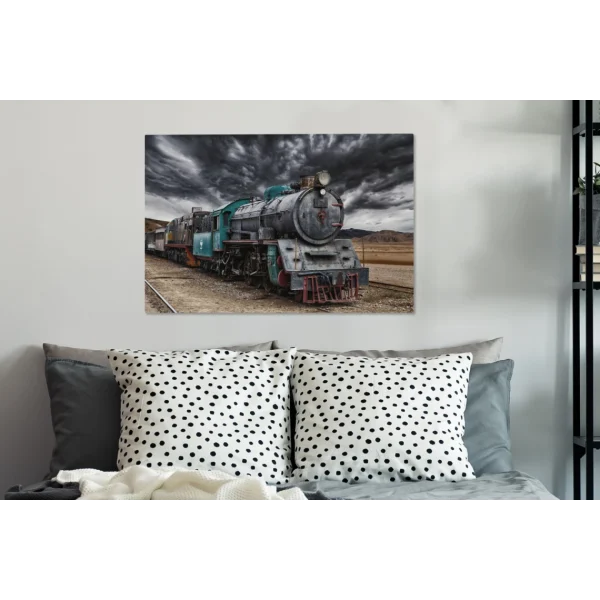 MuchoWow Tableau Sur Toile Nuages Noirs Au-dessus De La Locomotive à Vapeur De… exclusivement disponibles 5