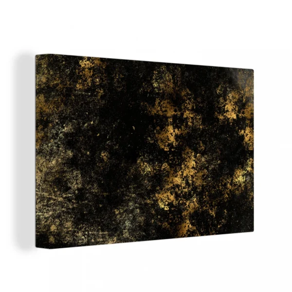 mode pas cher MuchoWow Tableau Sur Toile Or – Noir – Abstrait Decoration Murale 120×80 Cm 1