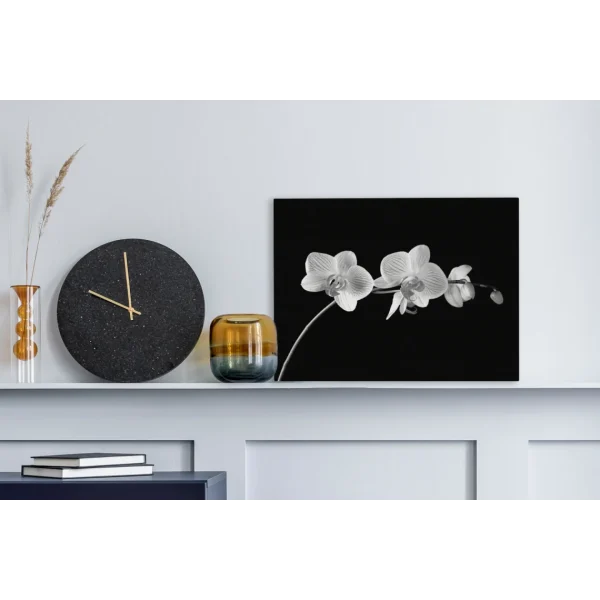 vente luxe pas cher MuchoWow Tableau Sur Toile Orchidée Sur Fond Noir – Noir Et Blanc Decoration M… 3