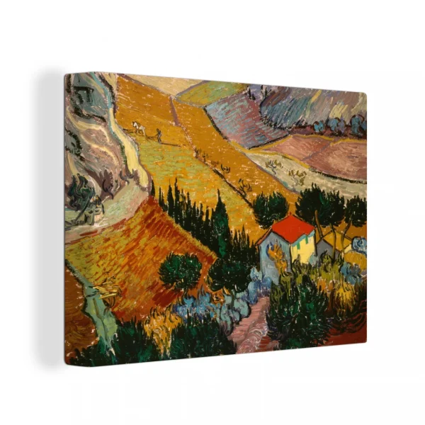 MuchoWow Tableau Sur Toile Paysage Avec Une Maison Et Un Laboureur – Vincent Va… grande qualité 1