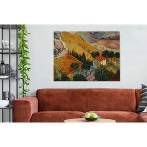 MuchoWow Tableau Sur Toile Paysage Avec Une Maison Et Un Laboureur – Vincent Va… grande qualité 11