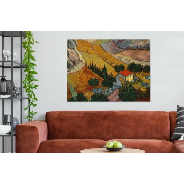 MuchoWow Tableau Sur Toile Paysage Avec Une Maison Et Un Laboureur – Vincent Va… grande qualité 4