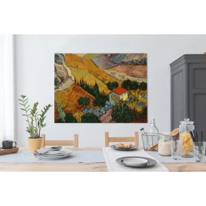 MuchoWow Tableau Sur Toile Paysage Avec Une Maison Et Un Laboureur – Vincent Va… grande qualité 13