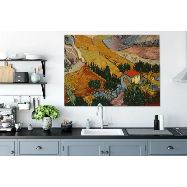 MuchoWow Tableau Sur Toile Paysage Avec Une Maison Et Un Laboureur – Vincent Va… grande qualité 6