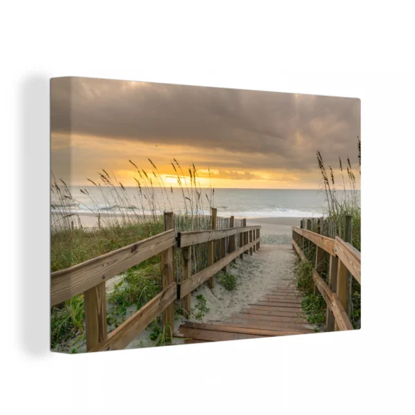 pas cher en vente MuchoWow Tableau Sur Toile Plage – Mer – Dune – Chemin Decoration Murale 120×80… 1