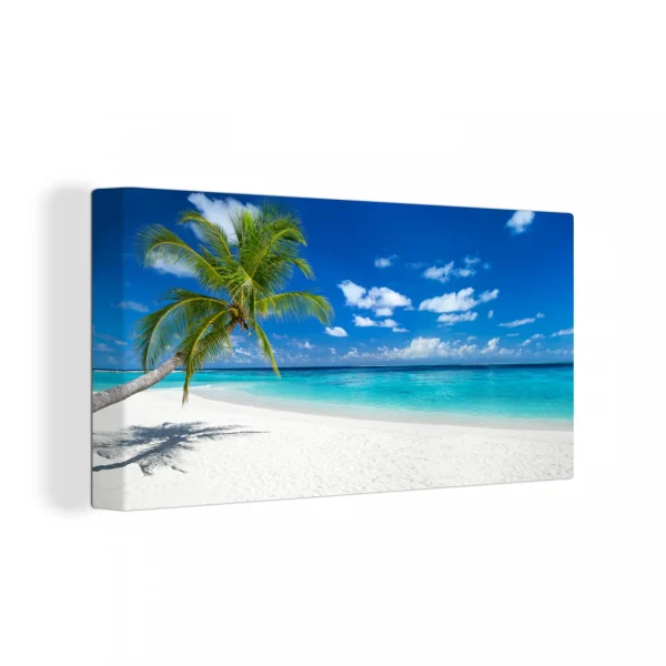 MuchoWow Tableau Sur Toile Plage – Mer – Palmier – Île Decoration Murale 40×20… soldes luxe 1