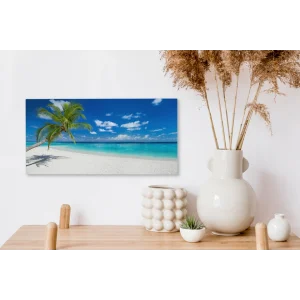 MuchoWow Tableau Sur Toile Plage – Mer – Palmier – Île Decoration Murale 40×20… soldes luxe 11