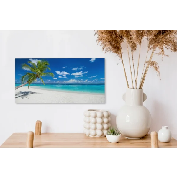 MuchoWow Tableau Sur Toile Plage – Mer – Palmier – Île Decoration Murale 40×20… soldes luxe 4