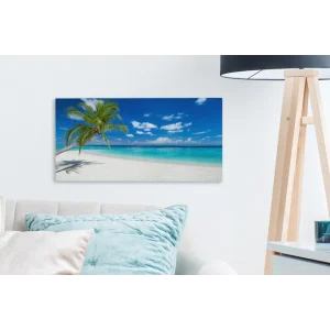 MuchoWow Tableau Sur Toile Plage – Mer – Palmier – Île Decoration Murale 40×20… soldes luxe 13