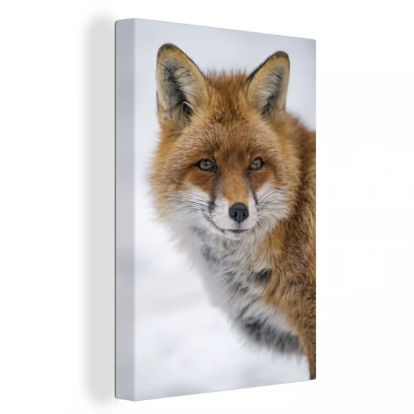 à prix promos MuchoWow Tableau Sur Toile Renard – Portrait – Neige Decoration Murale 40×60 Cm 1