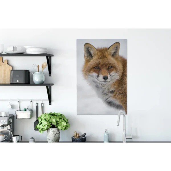 à prix promos MuchoWow Tableau Sur Toile Renard – Portrait – Neige Decoration Murale 40×60 Cm 4