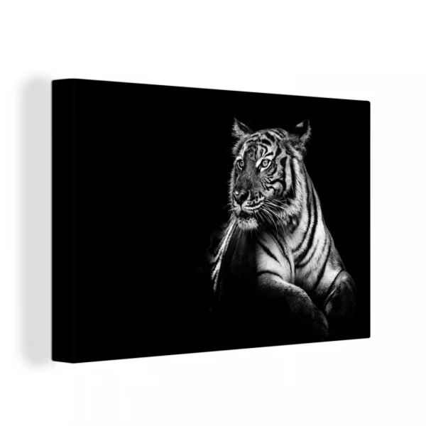 MuchoWow Tableau Sur Toile Tigre – Animaux – Noir – Blanc Decoration Murale 140… mode 1