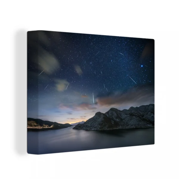 à prix réduits MuchoWow Tableau Sur Toile Une Pluie De Météorites Au-dessus Du Lac Decoratio… 1