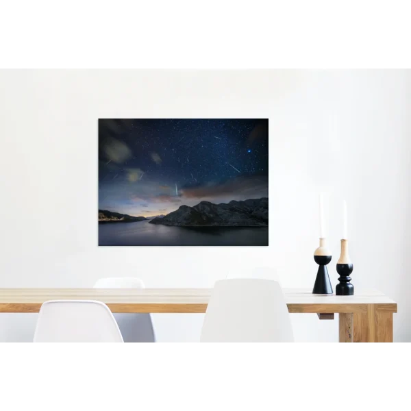 à prix réduits MuchoWow Tableau Sur Toile Une Pluie De Météorites Au-dessus Du Lac Decoratio… 3