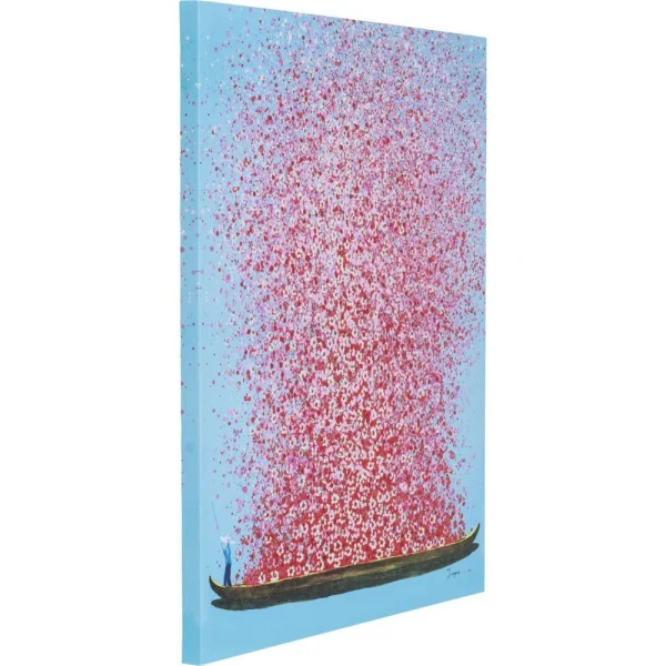 france en ligne Karedesign Tableau Touched Fleurs Pirogue Bleu Et Rose 100x80cm Kare Design 3