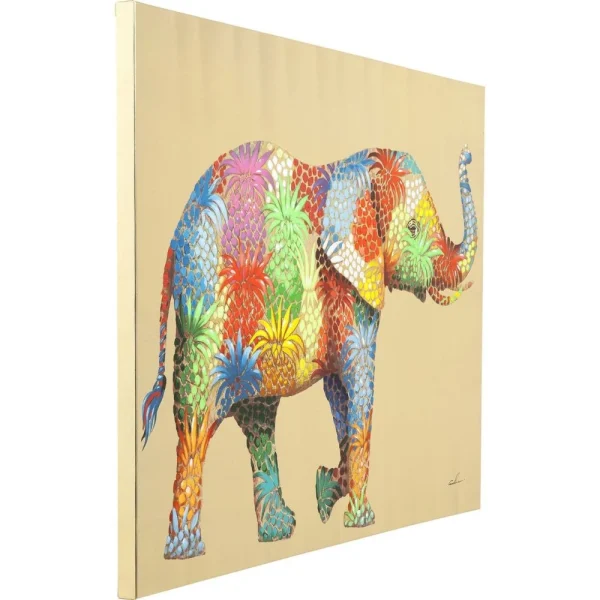 Karedesign Tableau Touched éléphant Fleurs 90x120cm Kare Design Top ventes 4