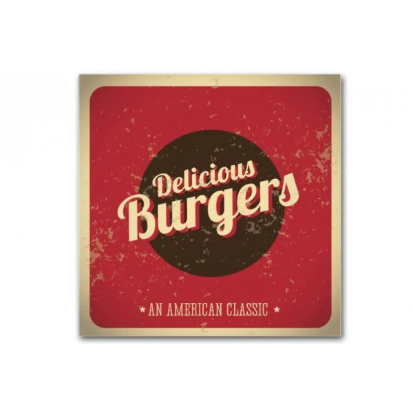 DECLIKTABLEAU Tableau Vintage Plaque Burger Rouge 50X50 Cm boutique pas cher 1