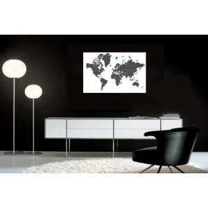 vente pas cher DECLIKTABLEAU Tableau Voyage Planisphère Grey And White 80×55 9