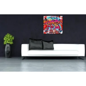 marque pas cher DECLIKTABLEAU Tableau Graffiti Multicolore 60X60 Cm 9