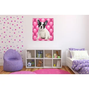 De super promotions disponibles DECLIKTABLEAU Tableau Animaux Chien Bulldog Fond Rose Capitonné 50X50 Cm 9