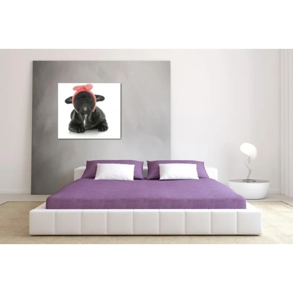 Vente DECLIKTABLEAU Tableau Enfant Chien Avec Noeud Rose 80X80 Cm 4