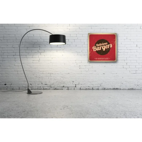 DECLIKTABLEAU Tableau Vintage Plaque Burger Rouge 50X50 Cm boutique pas cher 4