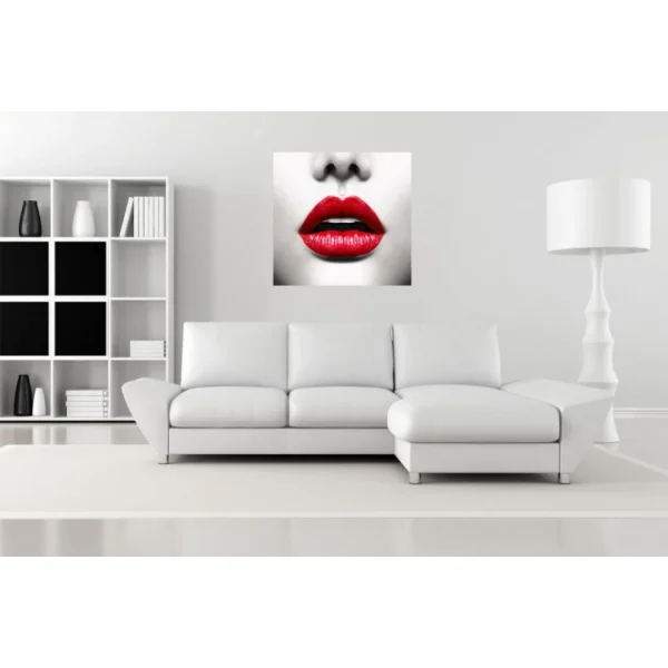 en solde DECLIKTABLEAU Tableau Pop Visage De Femme Avec Bouche Rouge 80X80 Cm 4