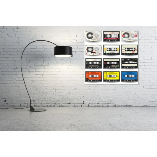 De super promotions disponibles DECLIKTABLEAU Tableau Disco Music Cassette Retro 80X80 Cm 4