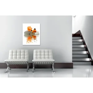 DECLIKTABLEAU Tableau Zen Papillon Orange Sur Galet L.55 X H.80 Cm Prix très abordable 6